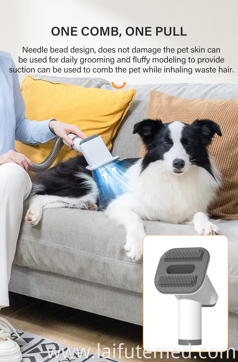 Elspet 4 in 1 Dog Vacuum Grooming Tools with Comb Clipper Grooming Dryer Adjustable Temperatures, Heating, and Anion Functions PRO Dog Grooming Kits